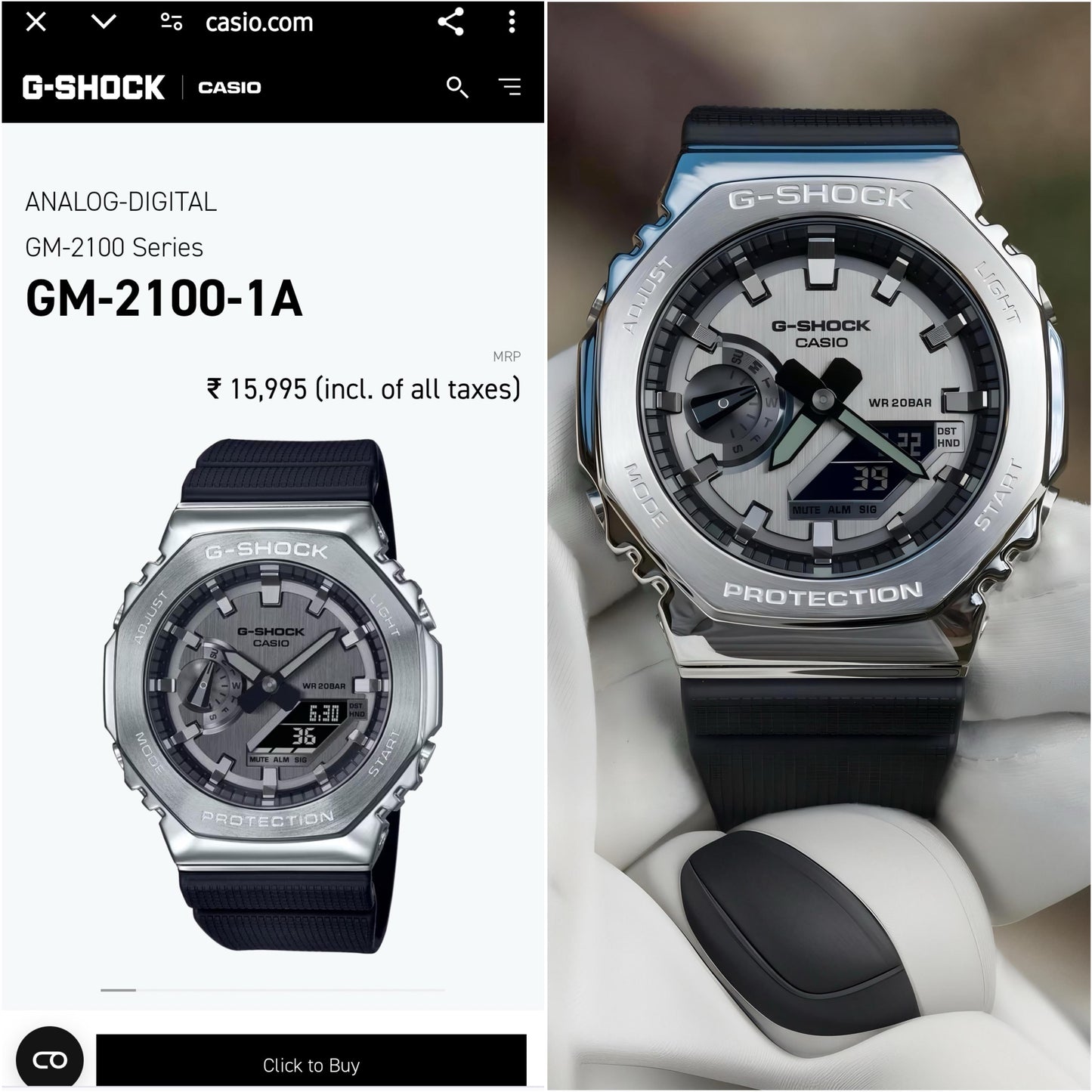 G-SHOCK-Z 2100 SILVER-BLACK Metal Body