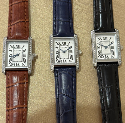 Cartier Tank woman Blue Leather strap