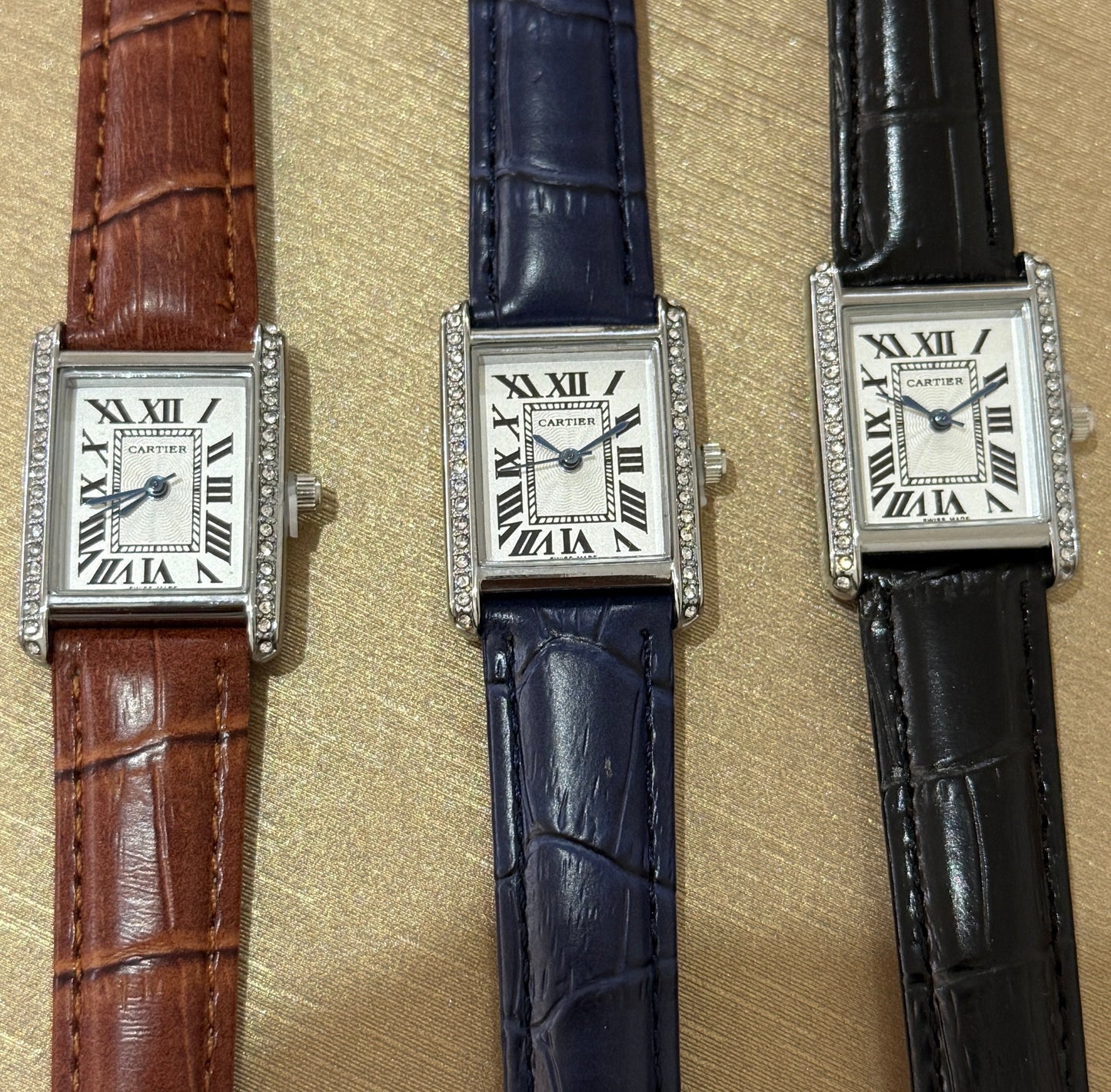 Cartier Tank Woman black leather strap
