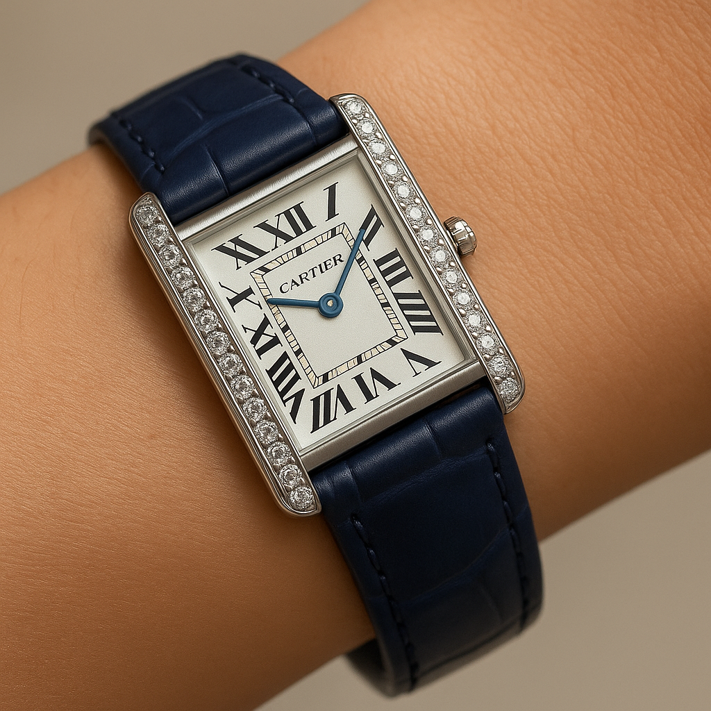 Cartier Tank woman Blue Leather strap