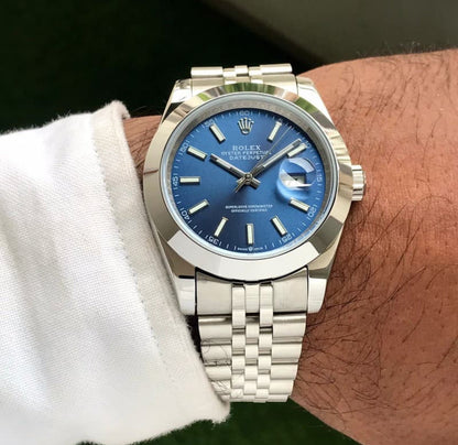 Rolex Date Just 41 Stainless Steel Silver Tone Blue Dial Japanese Automatic Master Quality Men’s Watch