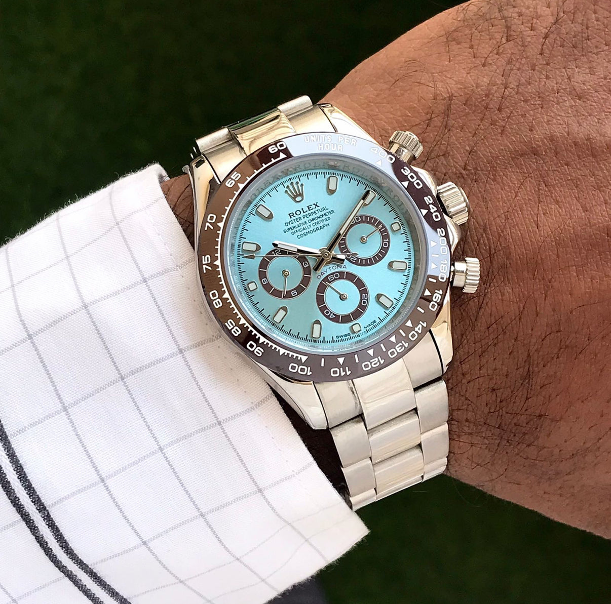 Rolex Daytona Cosmograph Stainless Steel Sky Blue Dial Japanese Master Quality Mens Watch