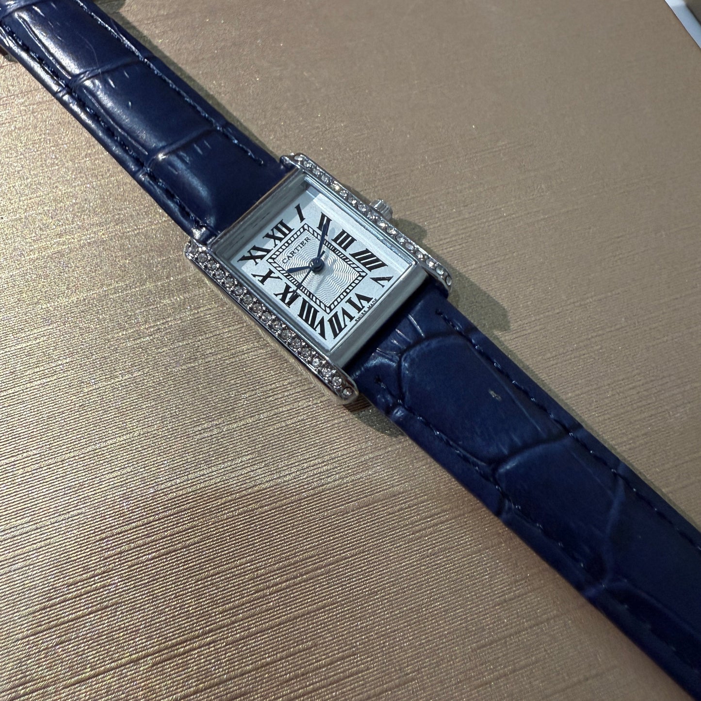 Cartier Tank woman Blue Leather strap