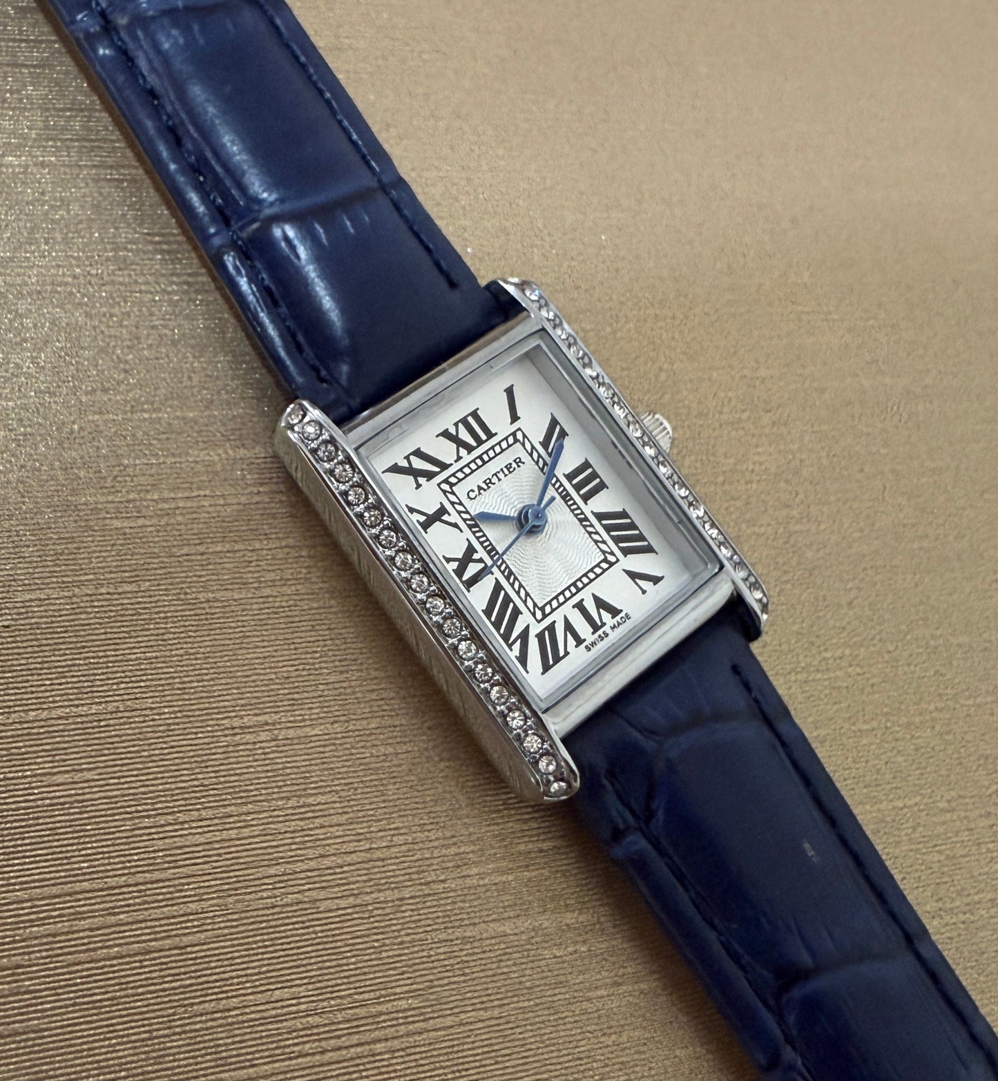 Cartier Tank woman Blue Leather strap