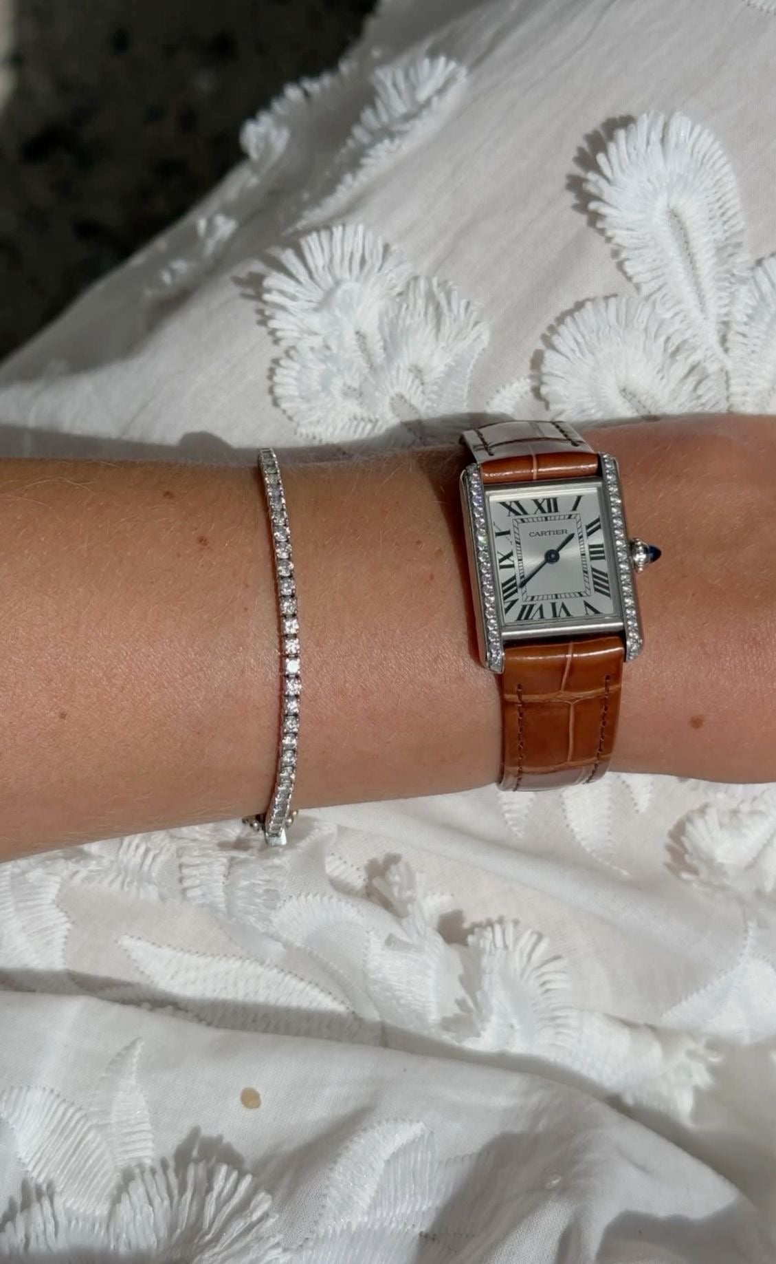 Cartier Tank Woman Brown  leather strap