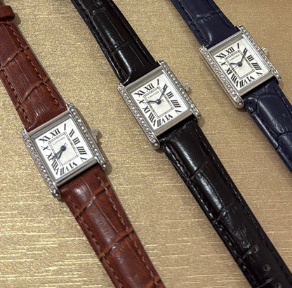 Cartier Tank Woman black leather strap