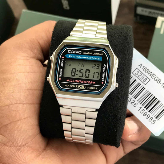 Casio Vintage A168 Inspired Watch (Silver) | Classic Unisex Digital Style