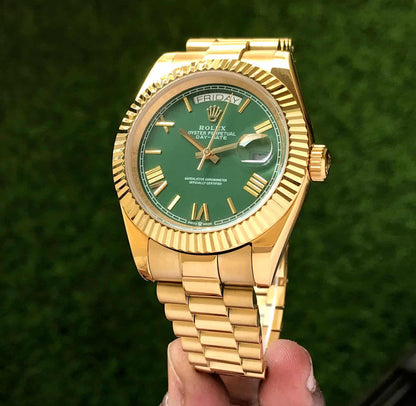 Rolex Day Date Gold Green Dial 40mm Japanese Automatic Mens Watch