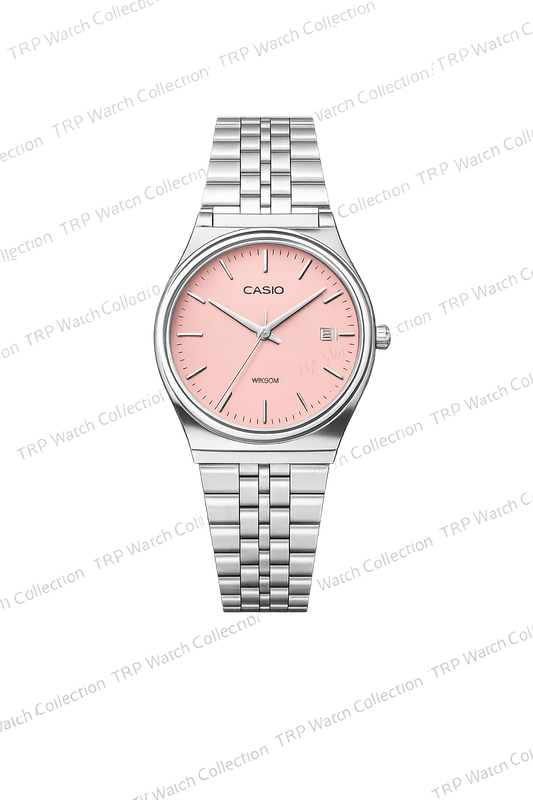 CASIO ANALOG MTP SILVER-PEACH PINK
