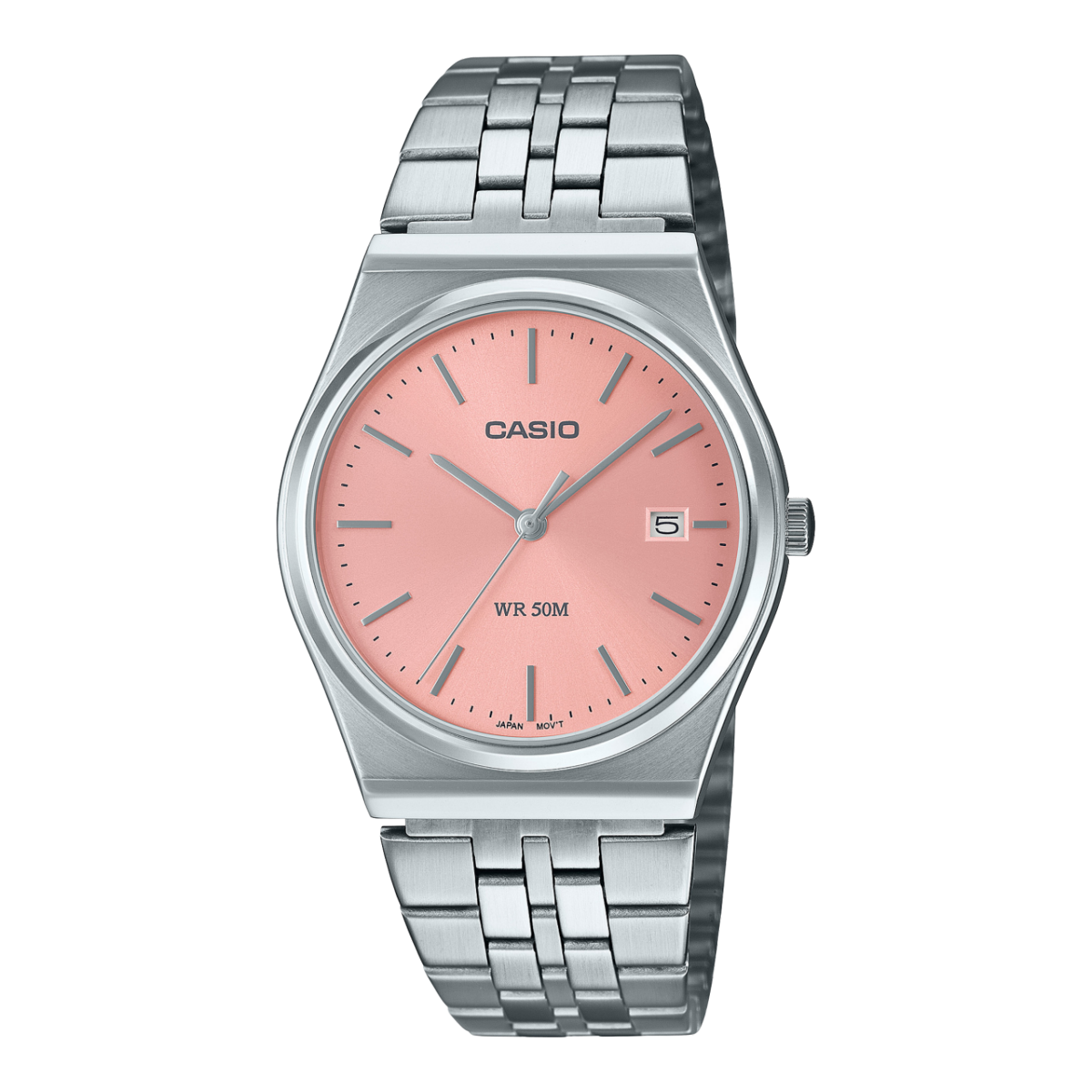 CASIO ANALOG MTP SILVER-PEACH PINK
