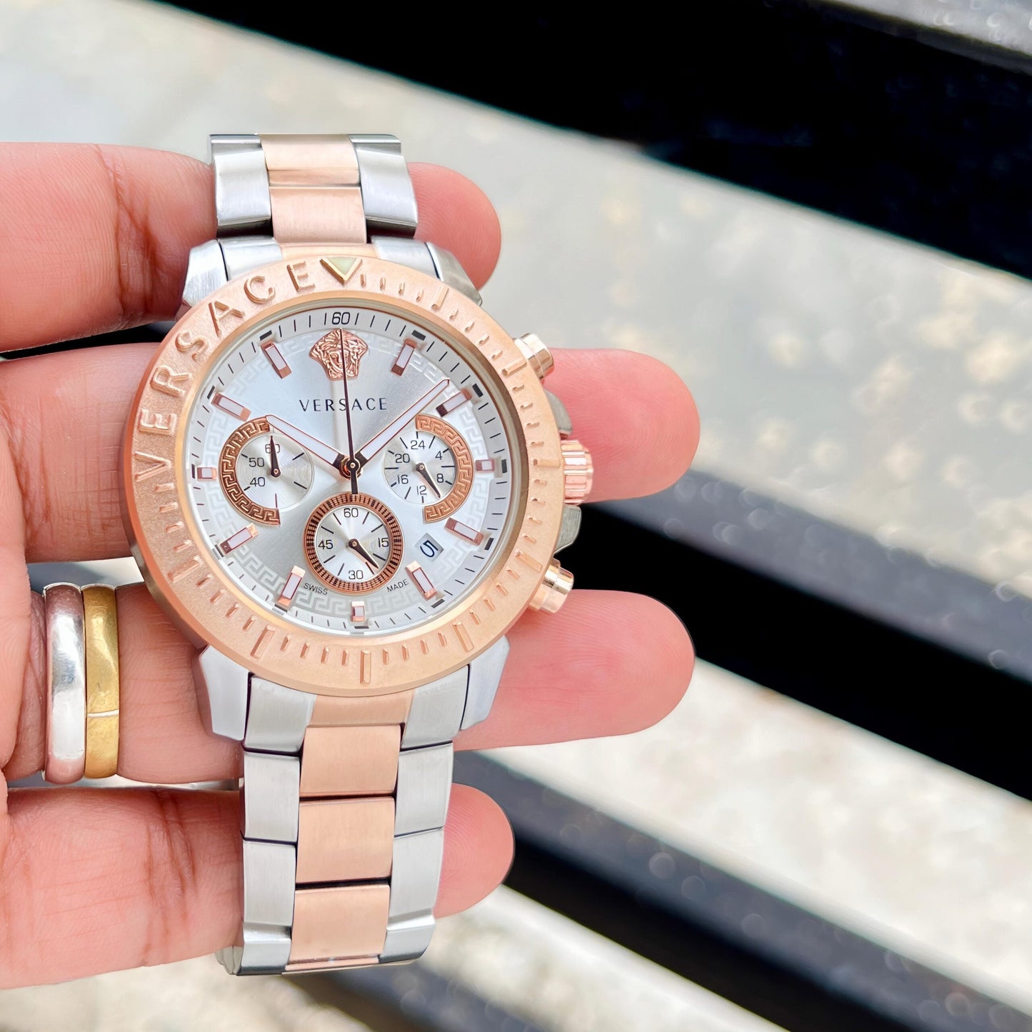 VERSACE Rose Gold Mystique Chronograph Watch