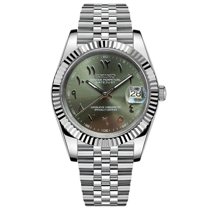 Seiko Mod Datejust "Green Arabic" Watch