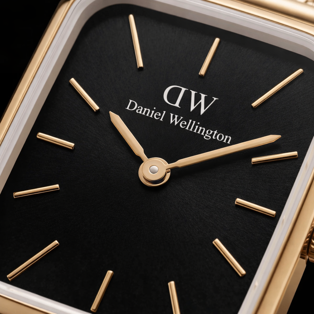 GOLD RECTANGULAR CHAMPAGNE Black  DIAL MESH STRAP WATCH