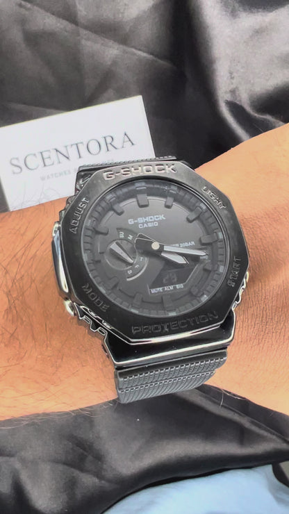 G-Shock GM-2100 Inspired Watch | Full Black Metal Body Edition